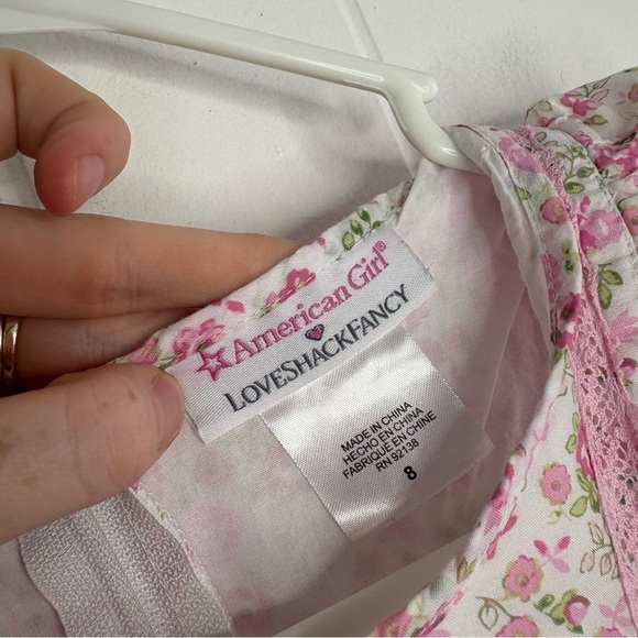 American Girl x LoveShackFancy Floral Flutter Day Dress Girl’s Size 8 Bow Pink - Picture 5 of 8